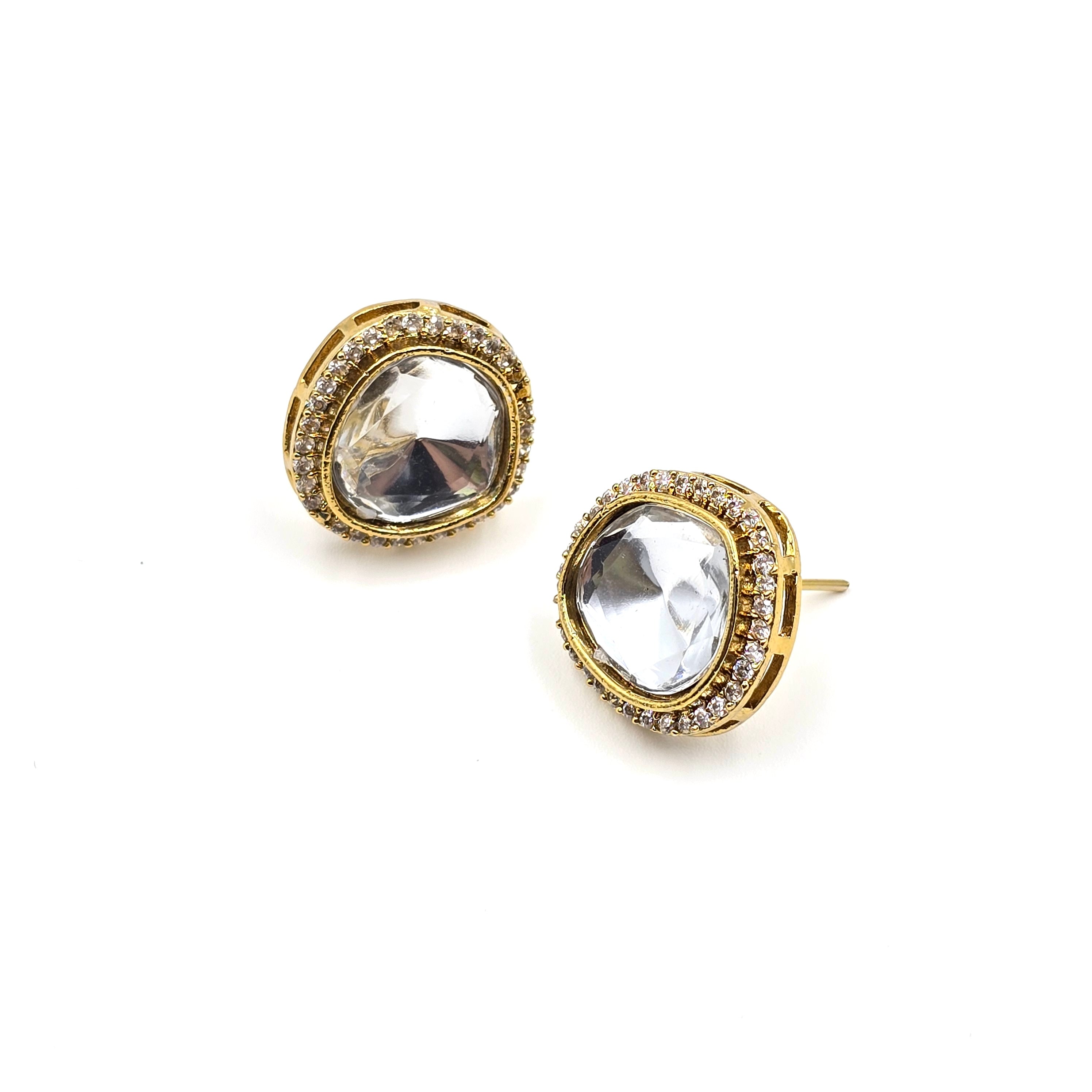 Moissanite Polki Studs