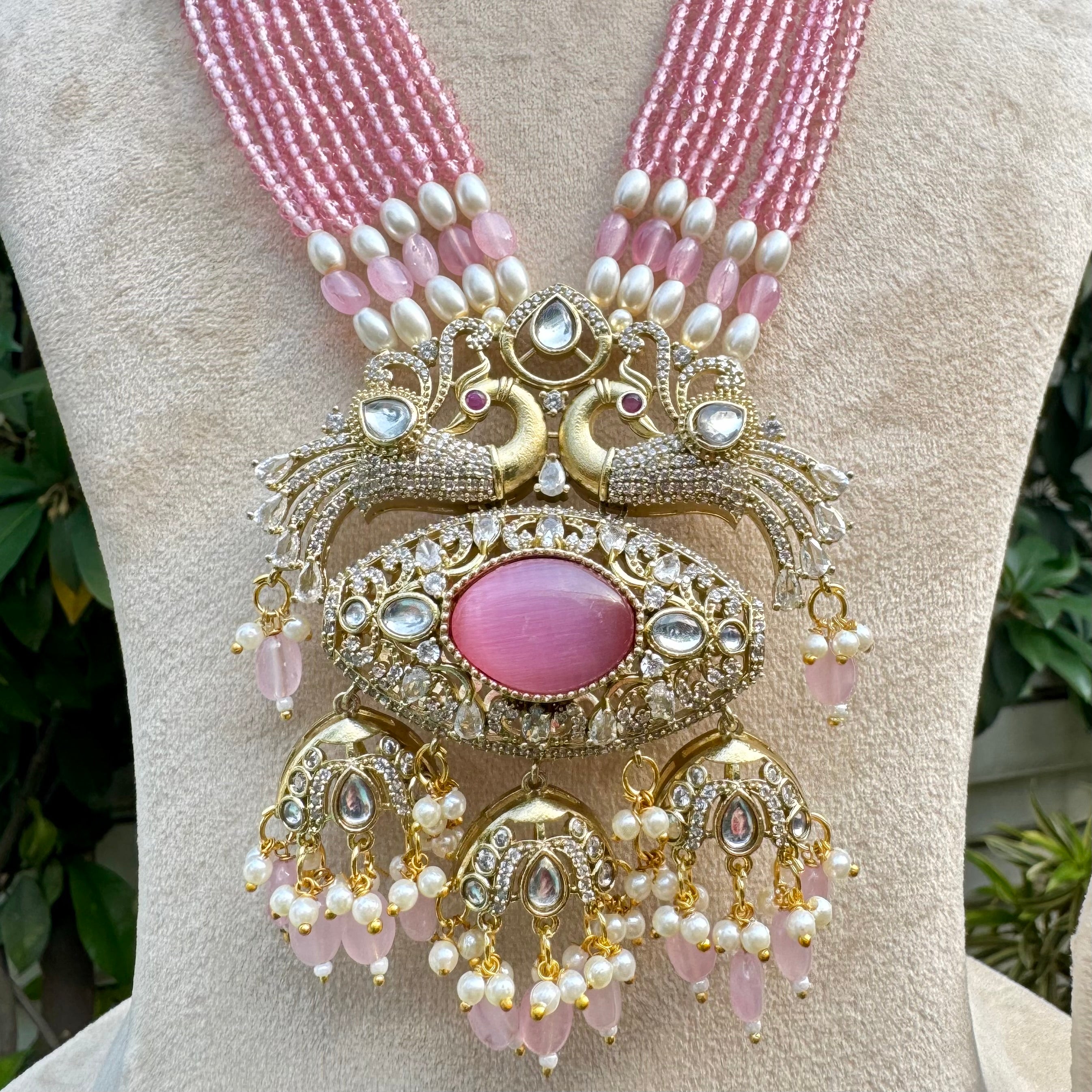 Mor Leela Necklace Set - Pink