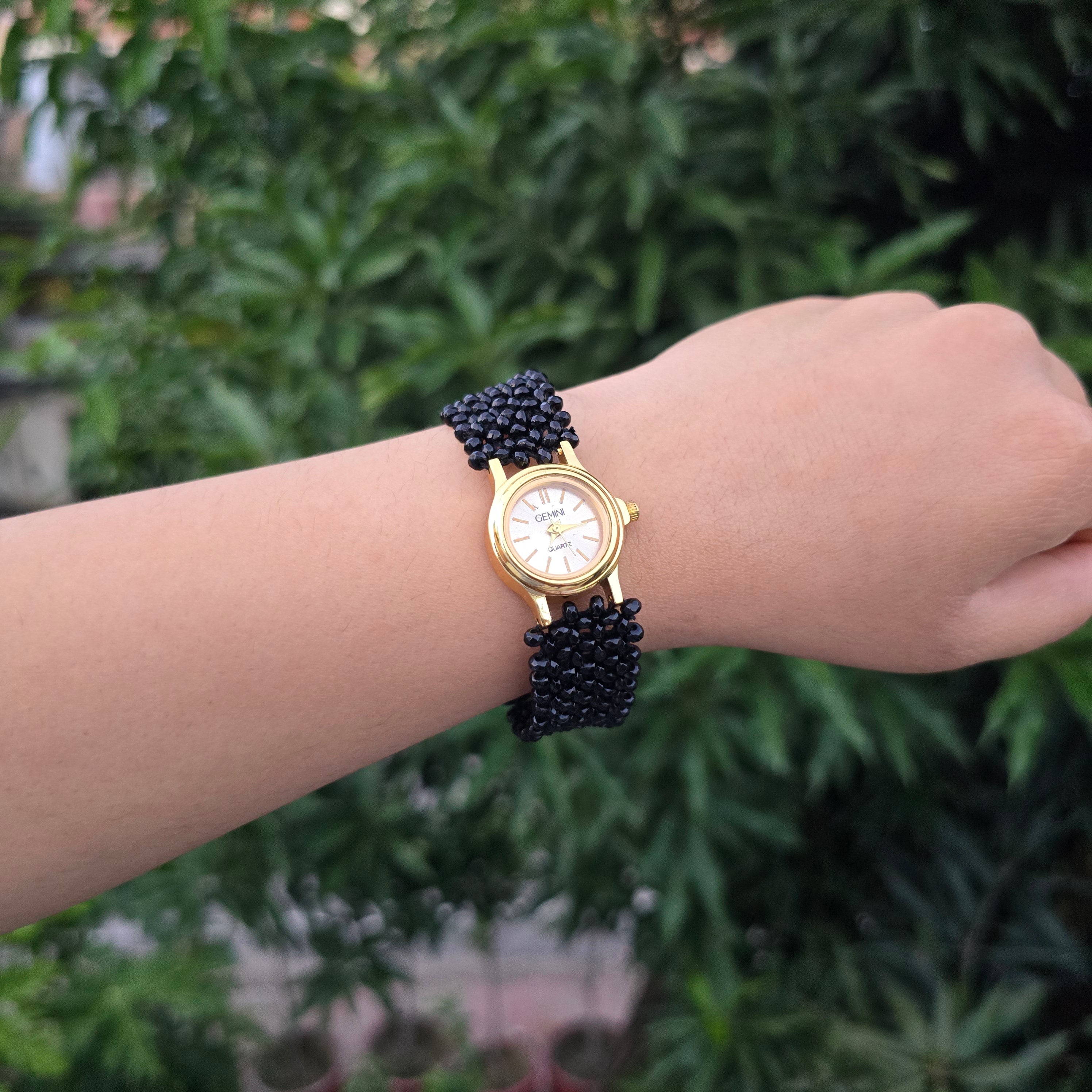 Black Beaded Watch