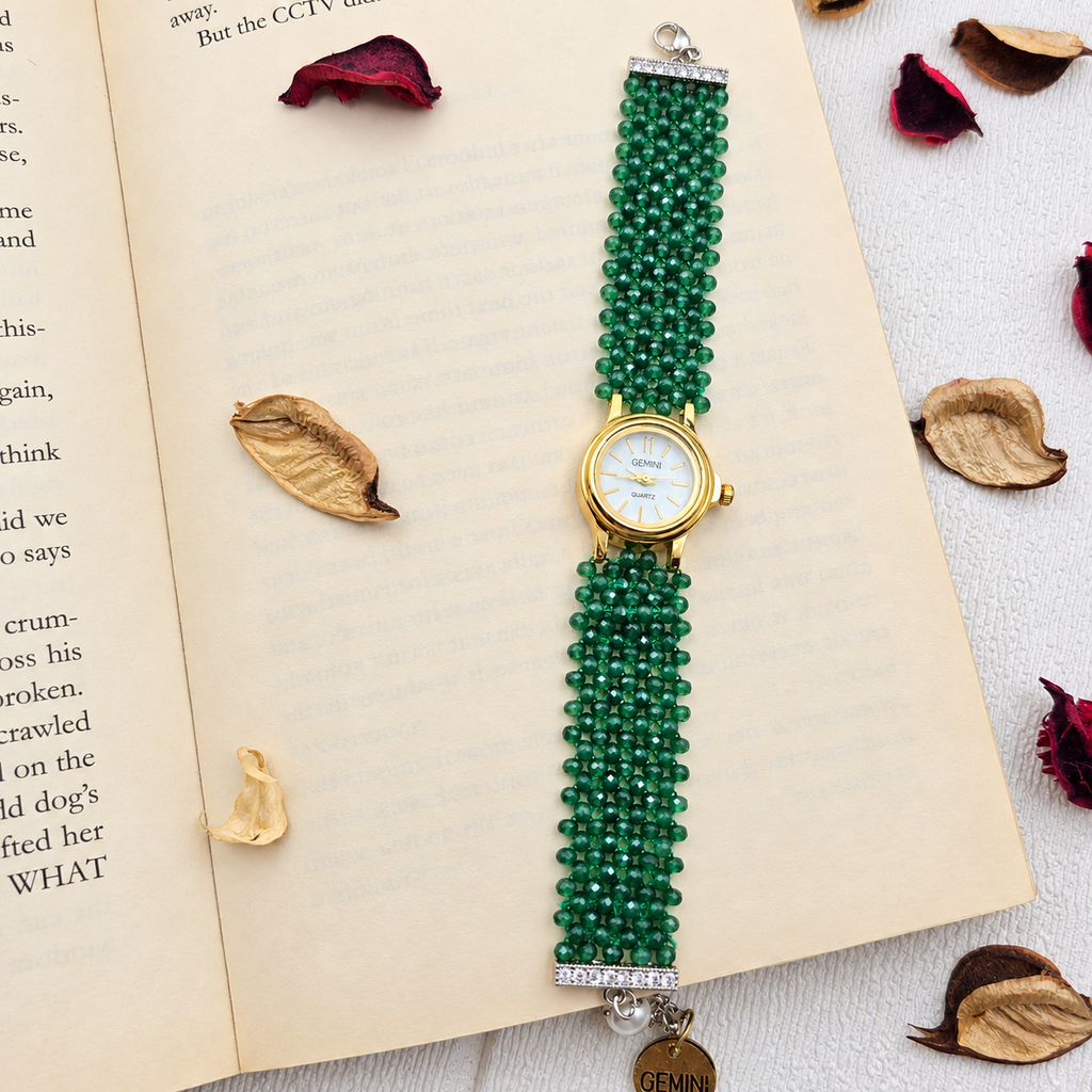 Dark Green Beaded Watch