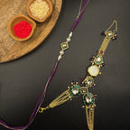 Meena Kundan Haathphool Watch Rakhi Combo