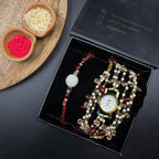 Two-way Wrap Around Watch - Red and Rakhi Combo