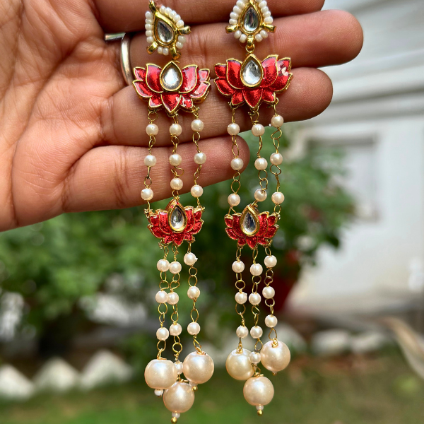 Red Lotus Grace Drop Earrings