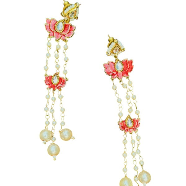 Red Lotus Grace Drop Earrings