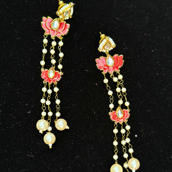 Red Lotus Grace Drop Earrings