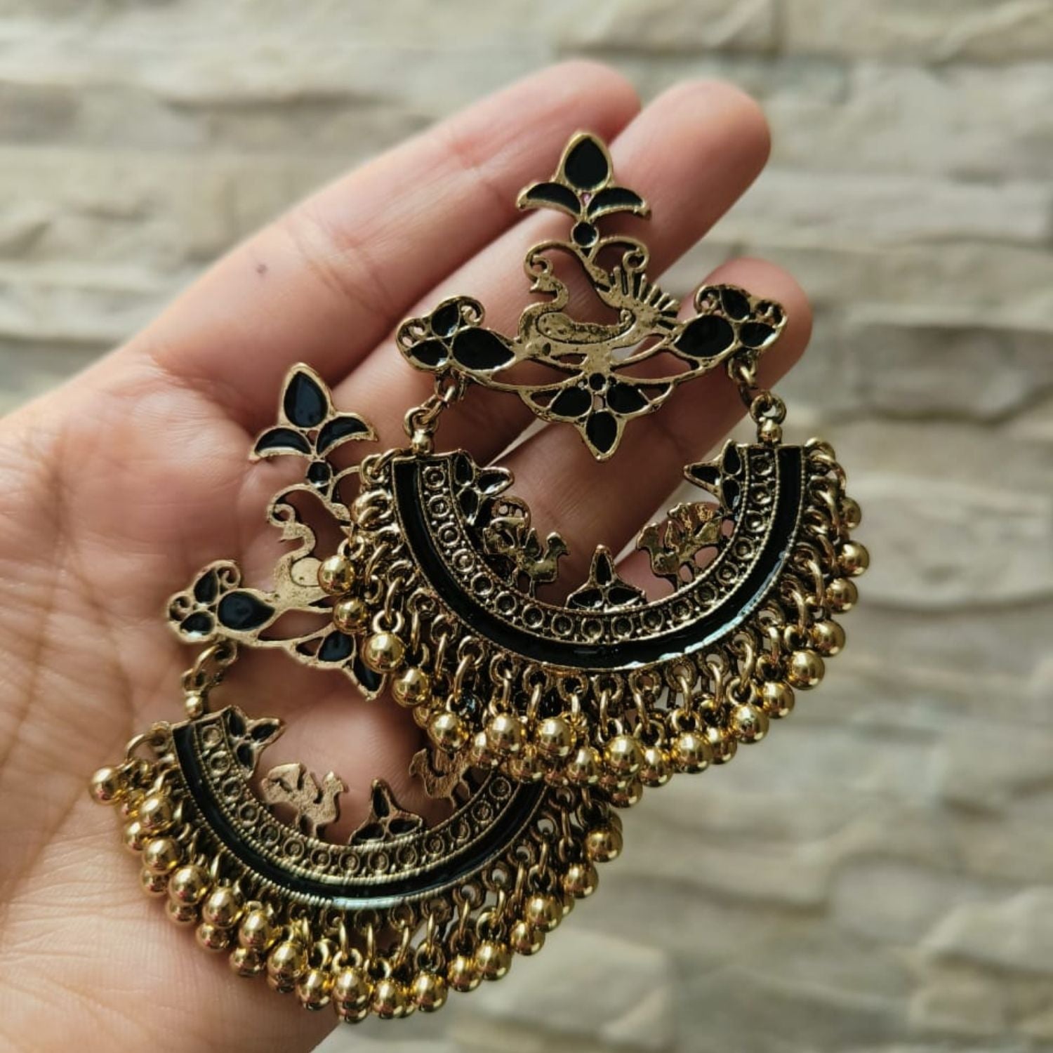 Black N Gold Chandbalis