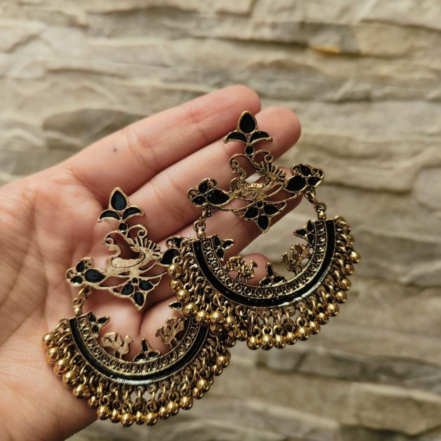 Black N Gold Chandbalis