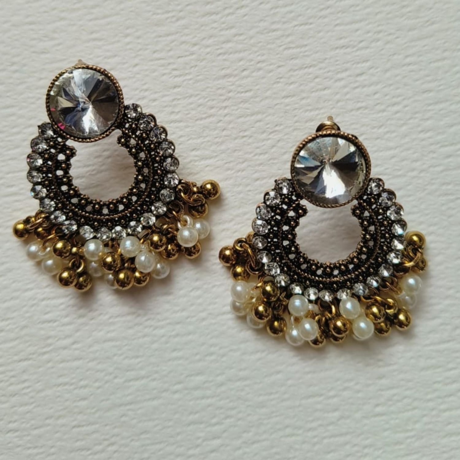 White And Gold Drop Studs