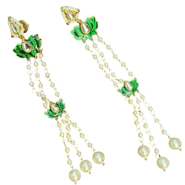 Green Lotus Grace Drop Earrings