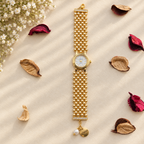 Golden Pearls Beaded Watch