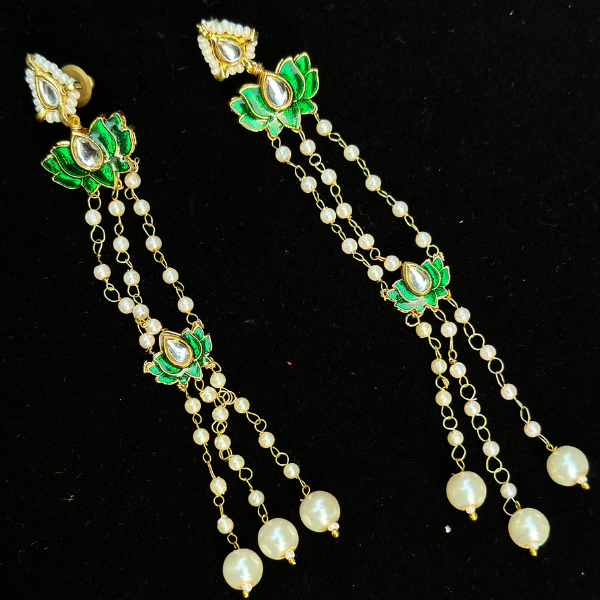 Green Lotus Grace Drop Earrings