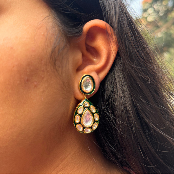 Water Dew Kundan Studded Earrings