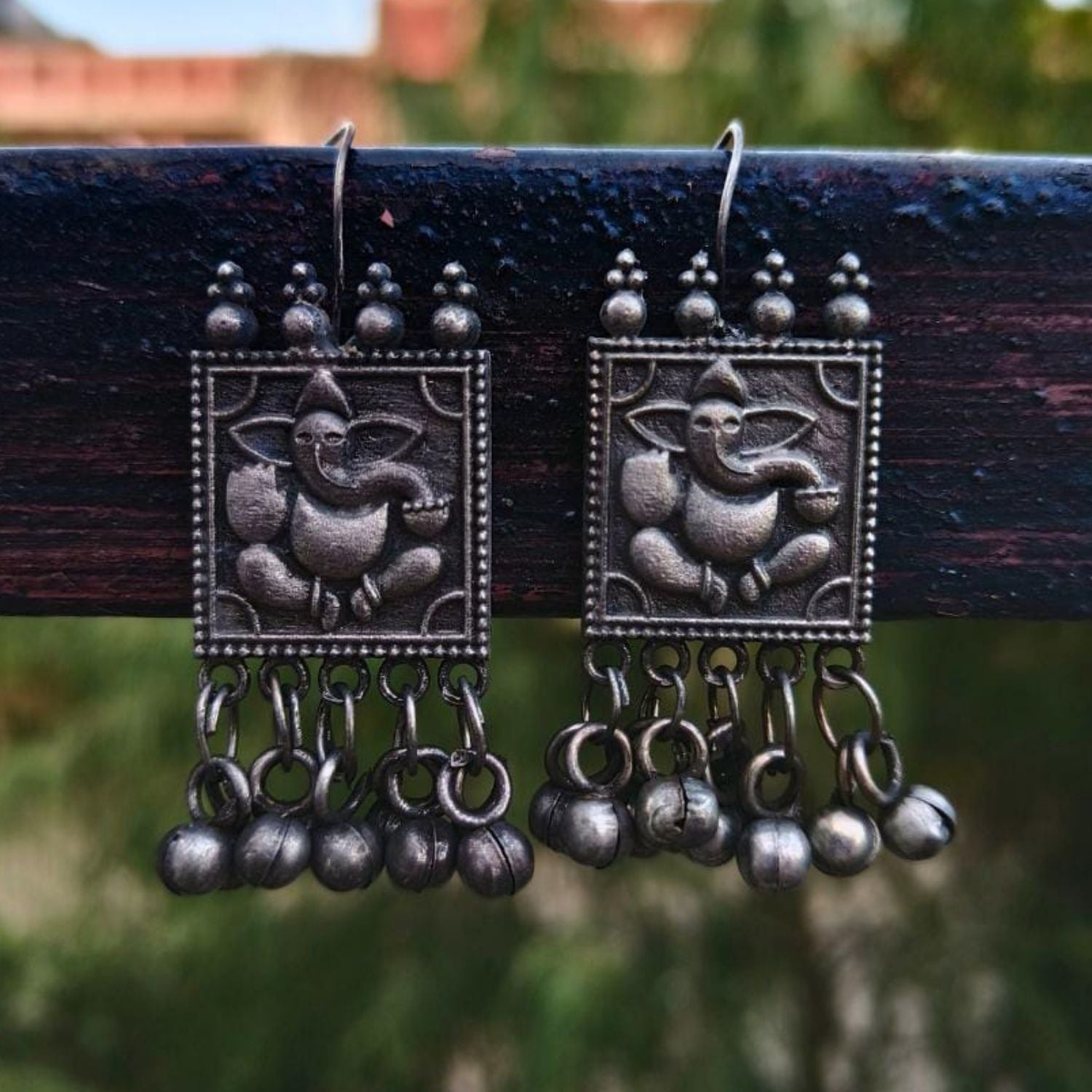 Oxidized Ganesha Earrings