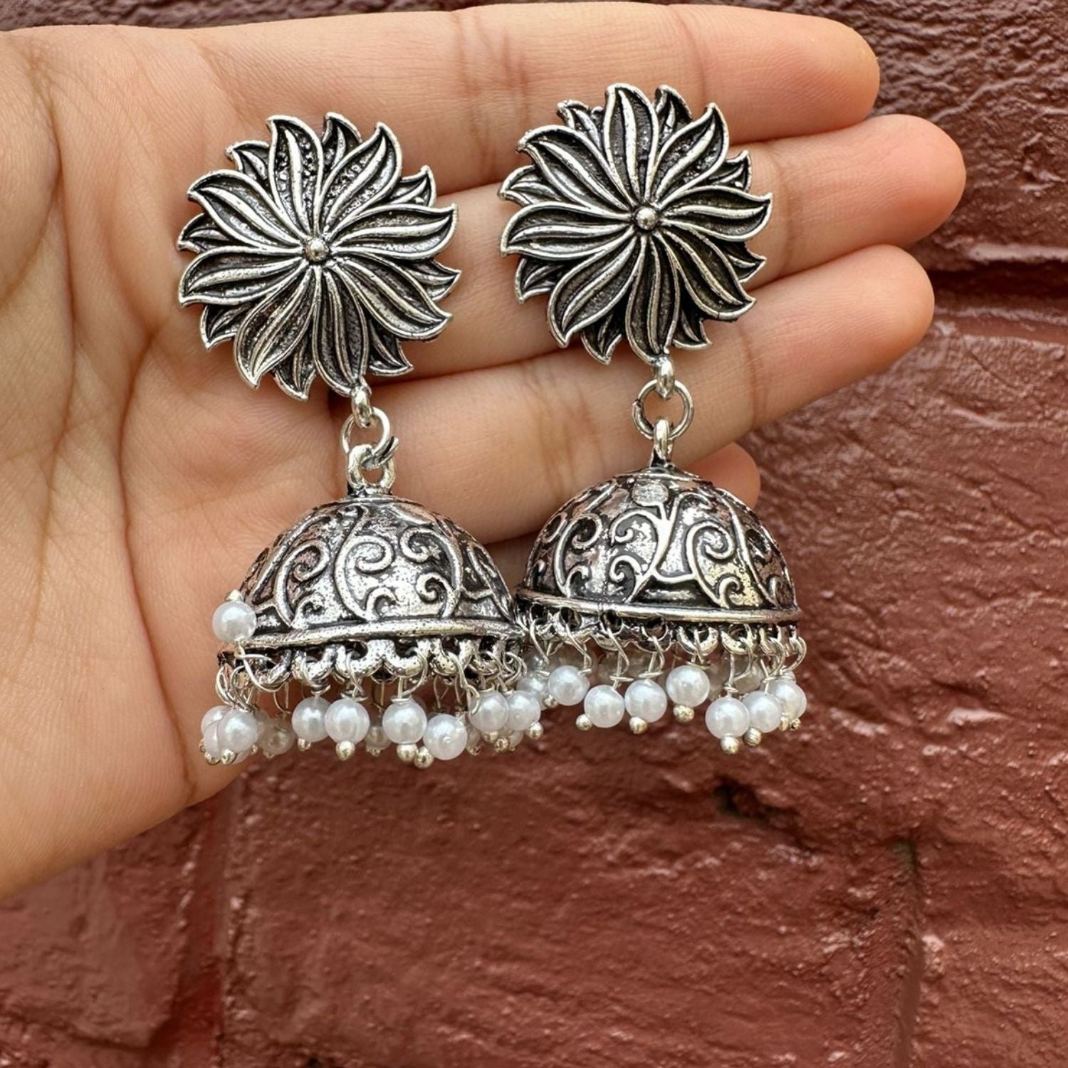 Oxidized Pearl Jhumka