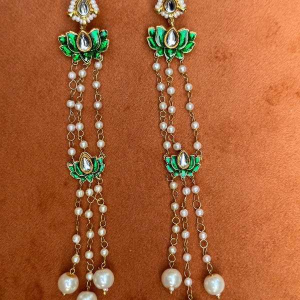 Green Lotus Grace Drop Earrings