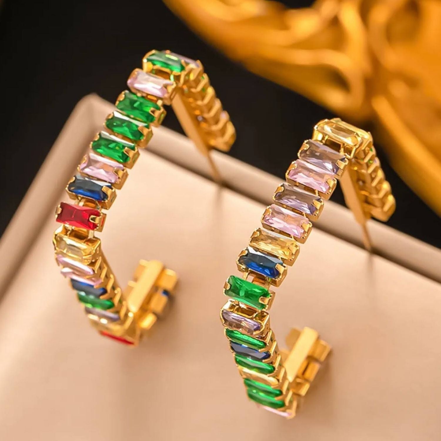 Multicolour Rhinestone Hoops