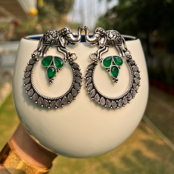 Oxidized Haathi Earrings