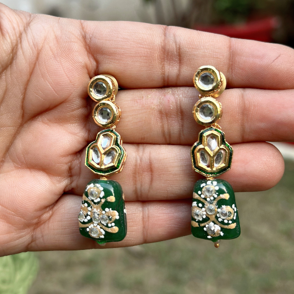 Emerald Charm Stud Earrings