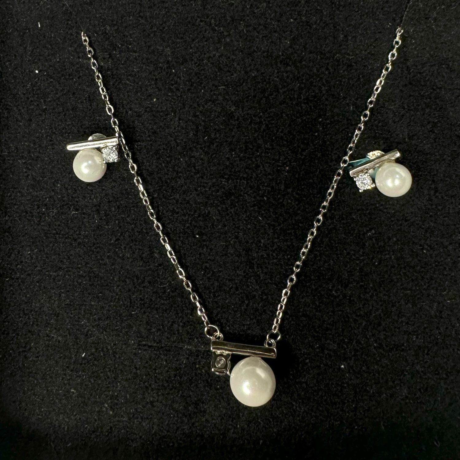 Three Piece Pearl With Cz Stone Set