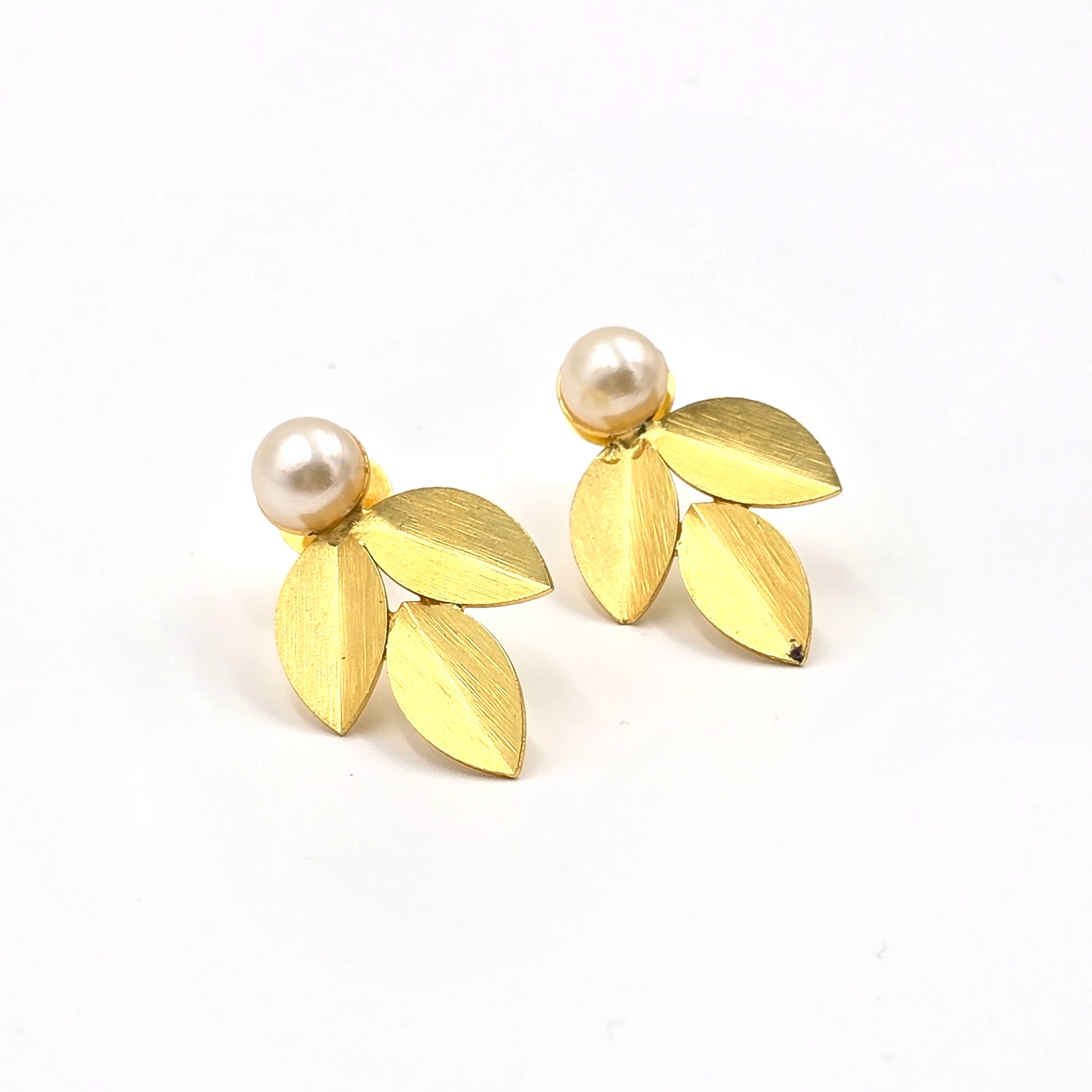 Brass Leaf Studs