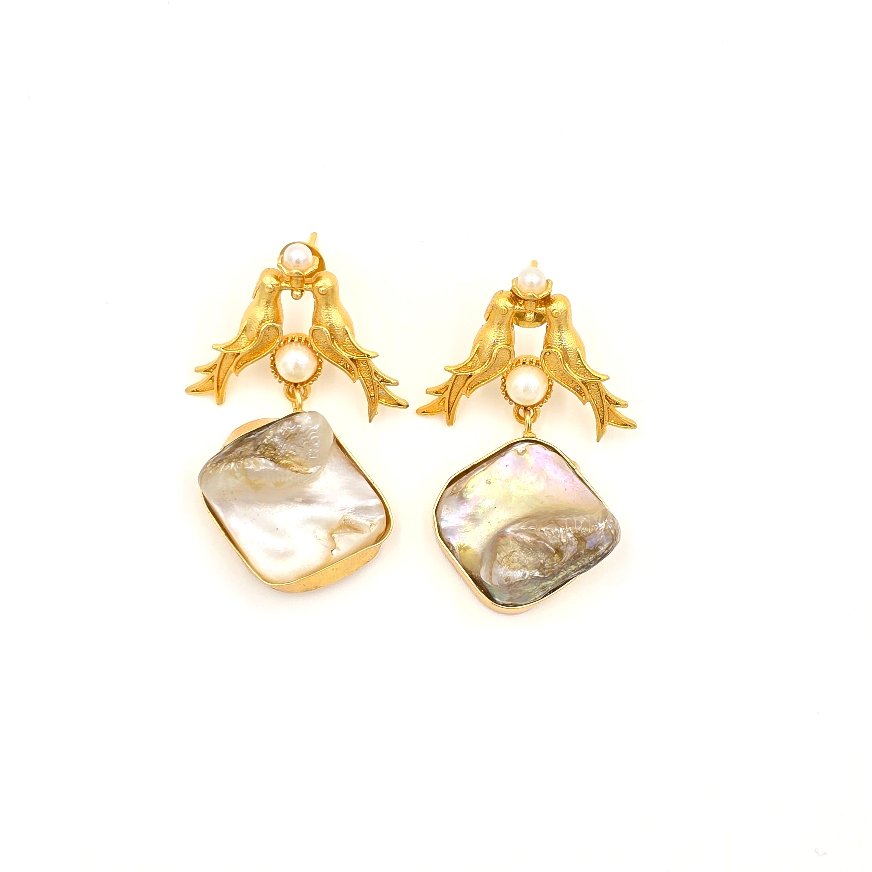 Mother Pearl Bird Earrings