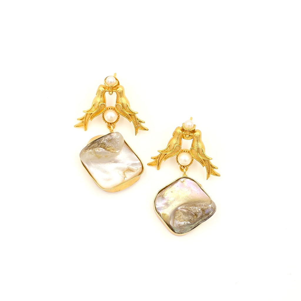 Mother Pearl Bird Earrings