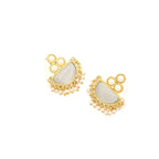 Pearl Studs With Semi-precious Stone