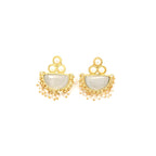 Pearl Studs With Semi-precious Stone