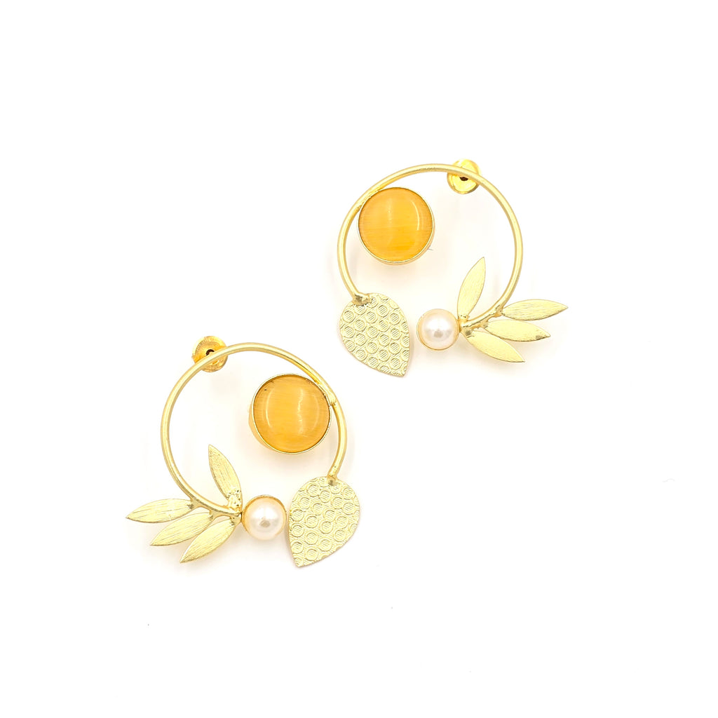 Statement Studs with leaves and Pearls