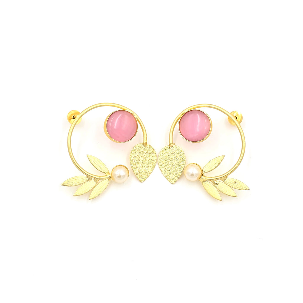Statement Studs with leaves and Pearls