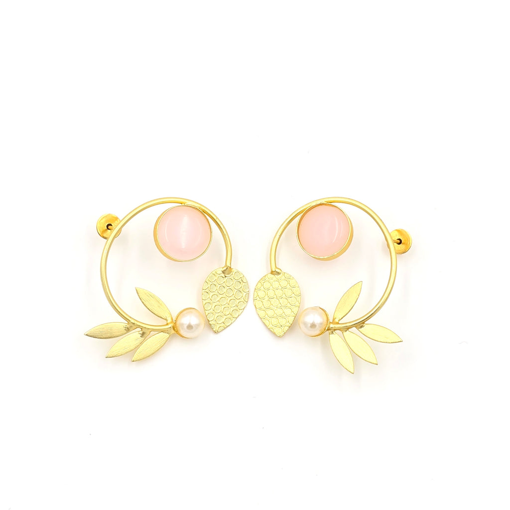 Statement Studs with leaves and Pearls