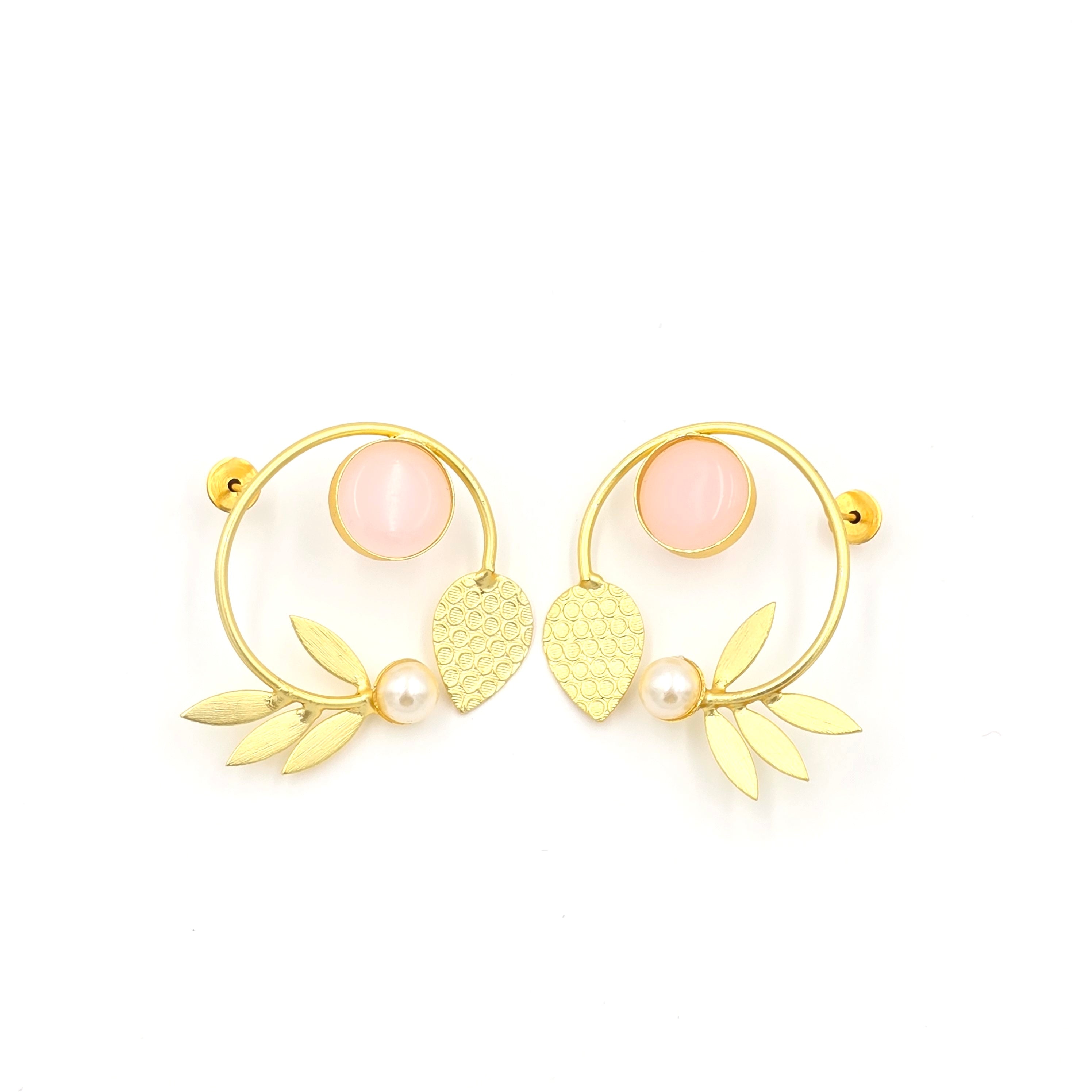 Statement Studs with leaves and Pearls