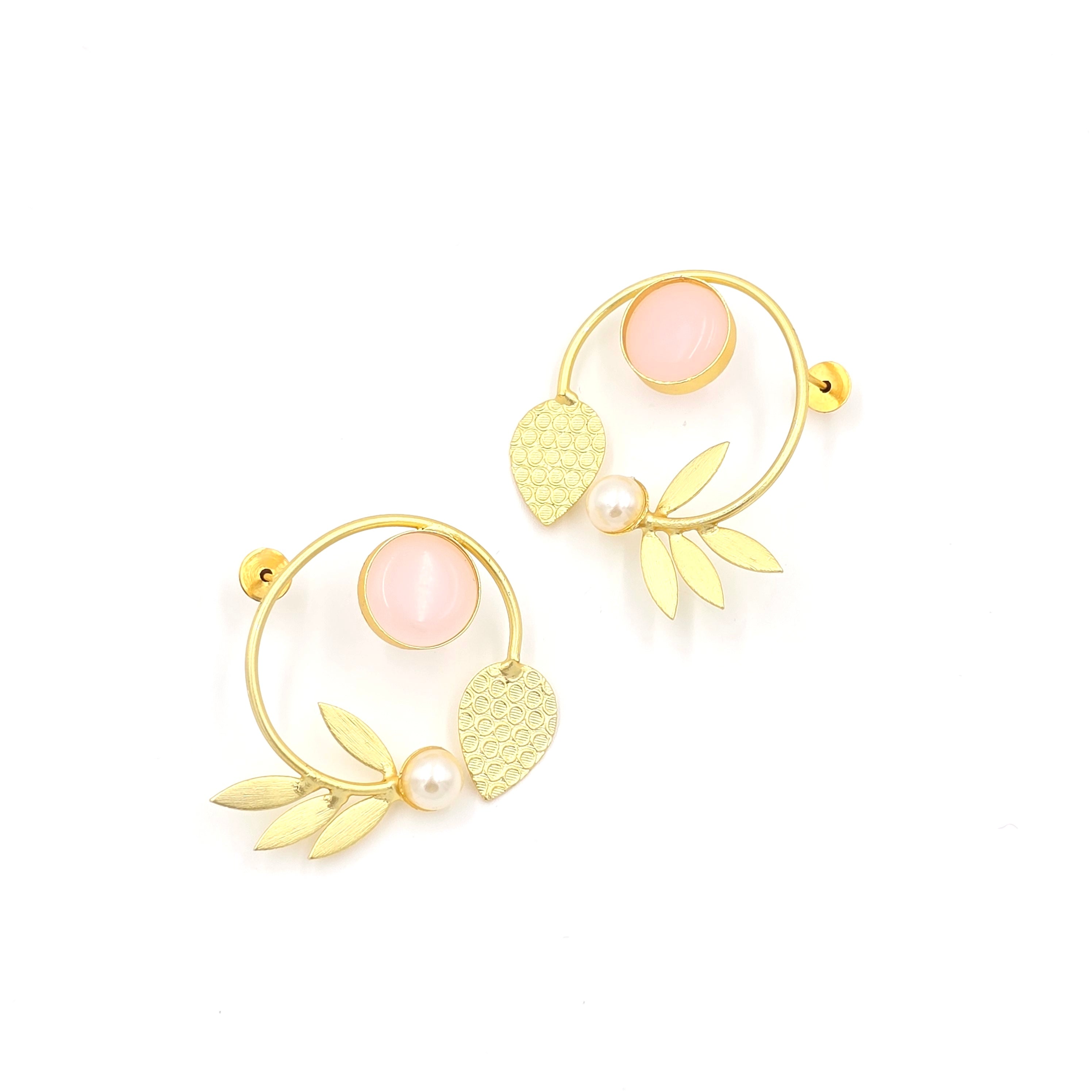 Statement Studs with leaves and Pearls