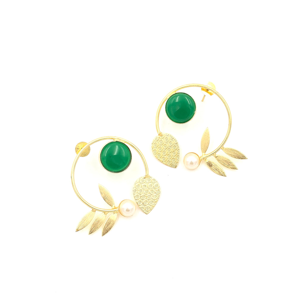 Statement Studs with leaves and Pearls