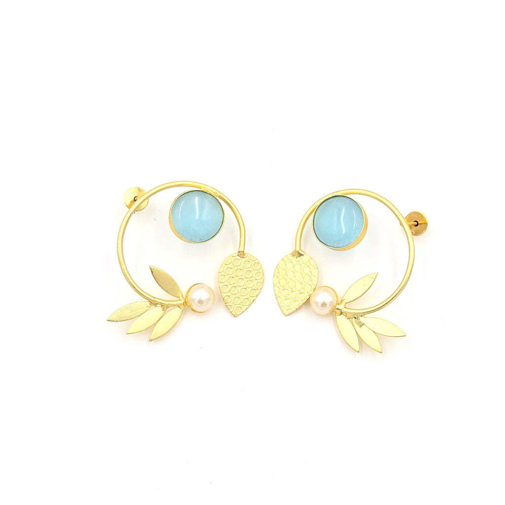 Statement Studs with leaves and Pearls