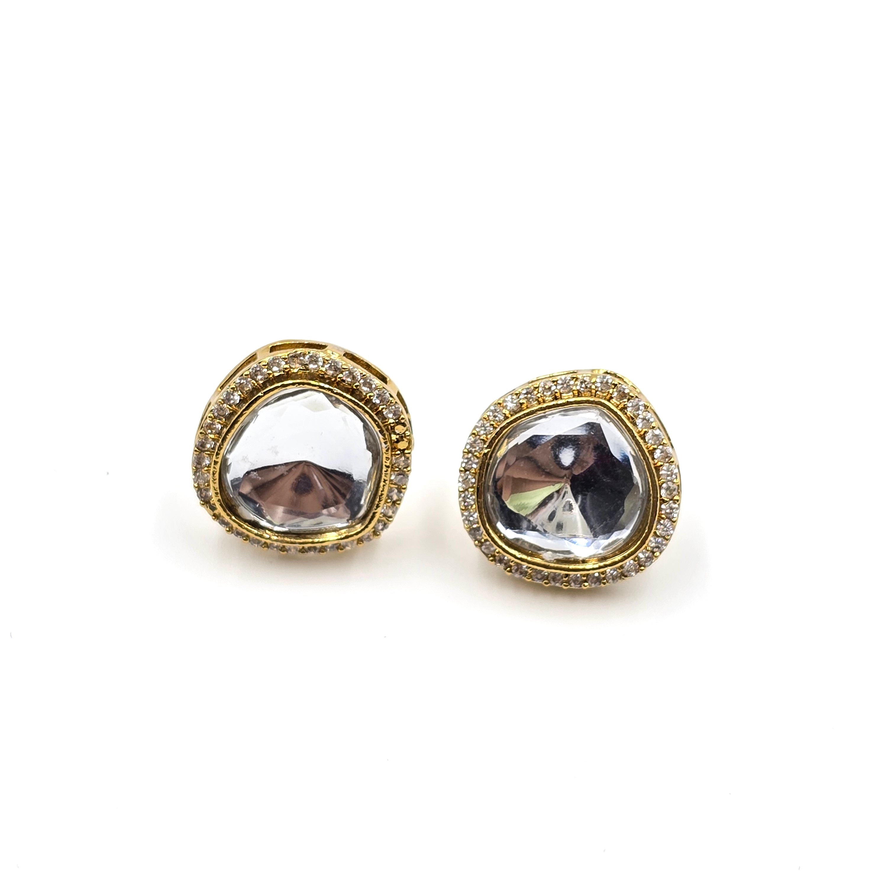 Moissanite Polki Studs