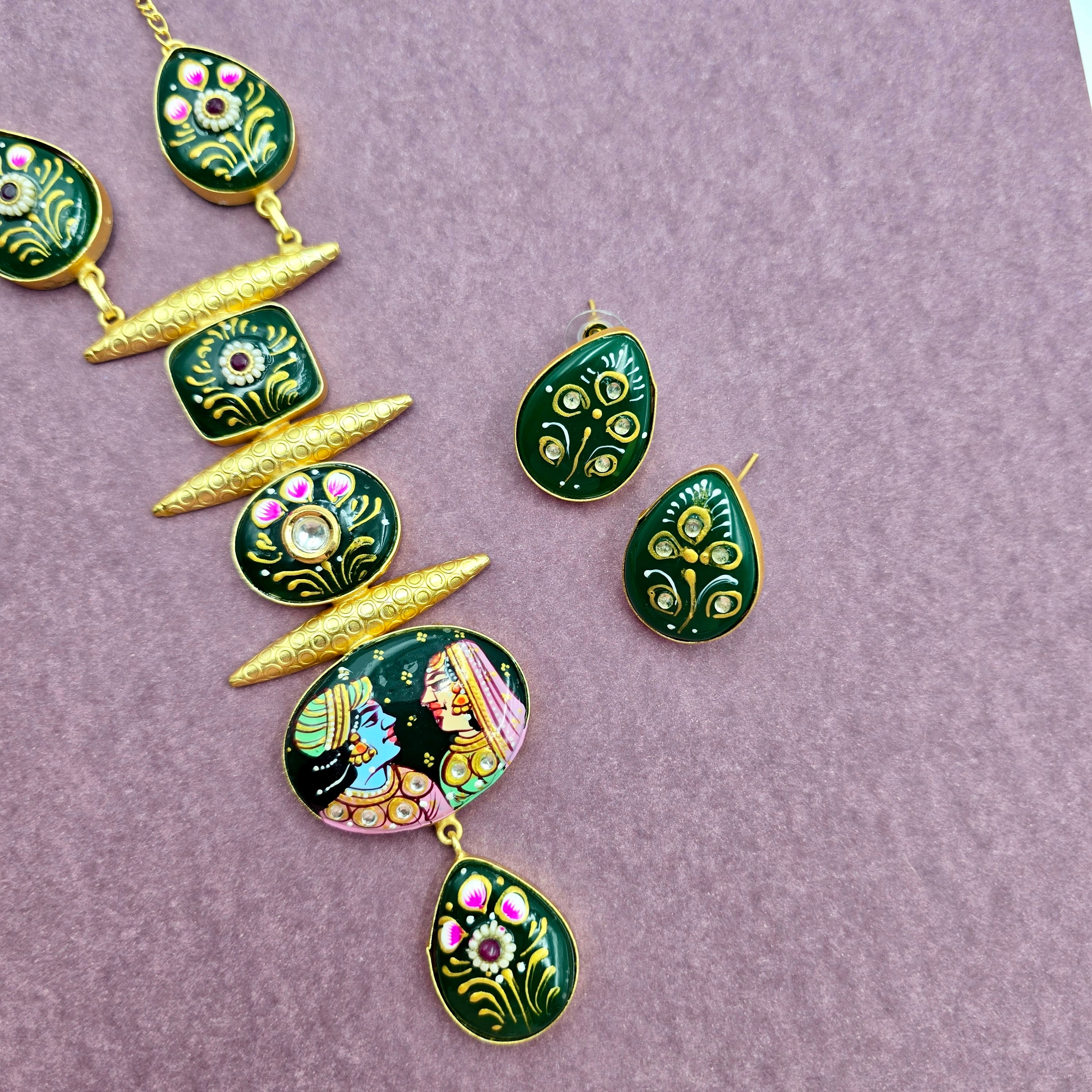 Radha - Krishan Statement Necklace Set With Studs