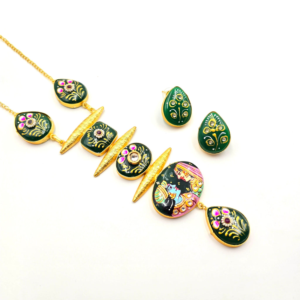 Radha - Krishan Statement Necklace Set With Studs