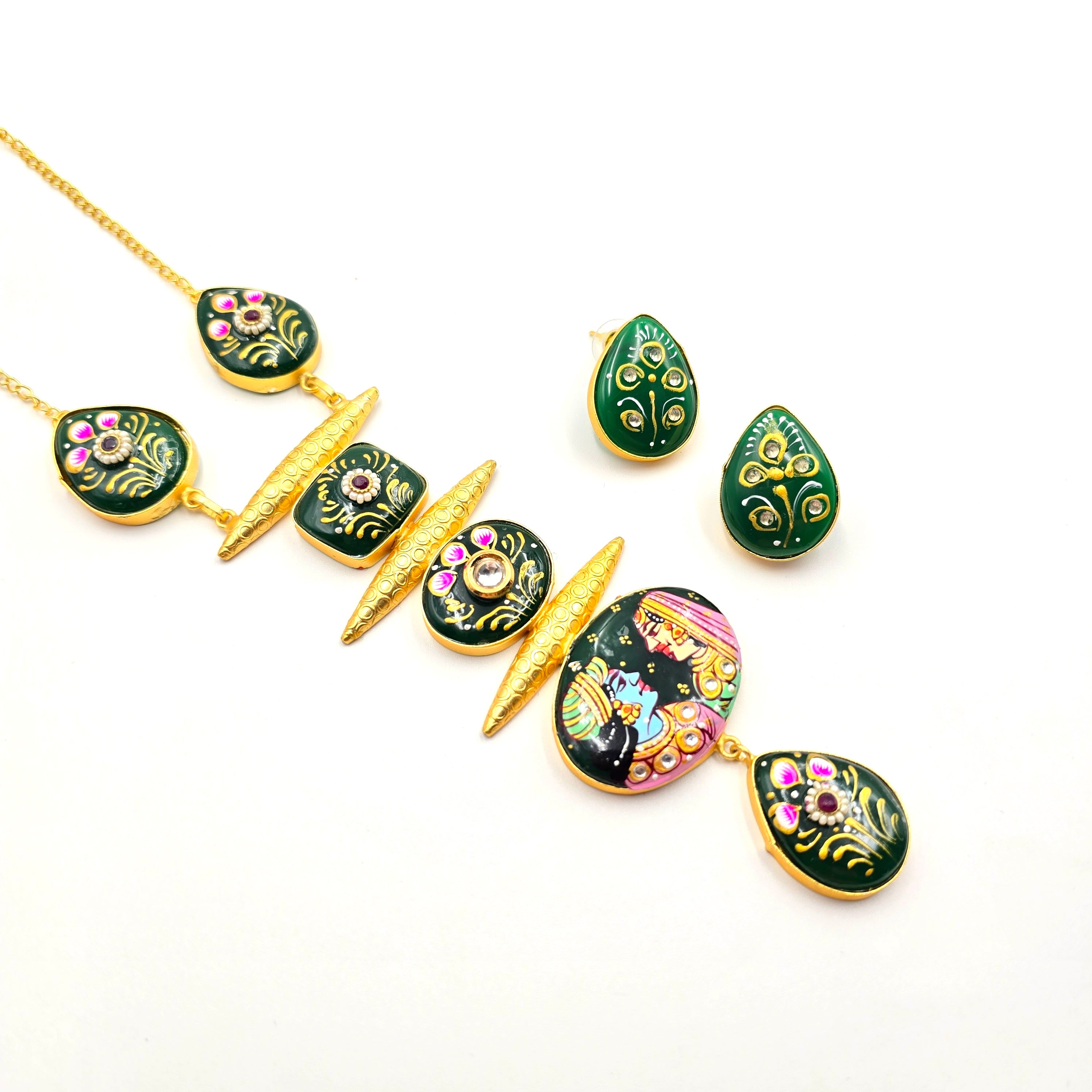 Radha - Krishan Statement Necklace Set With Studs