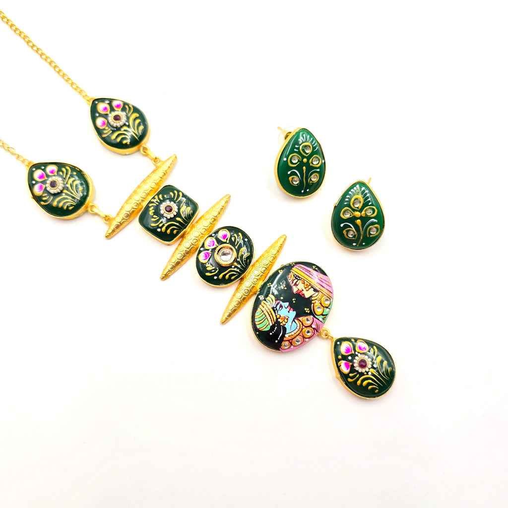 Radha - Krishan Statement Necklace Set With Studs