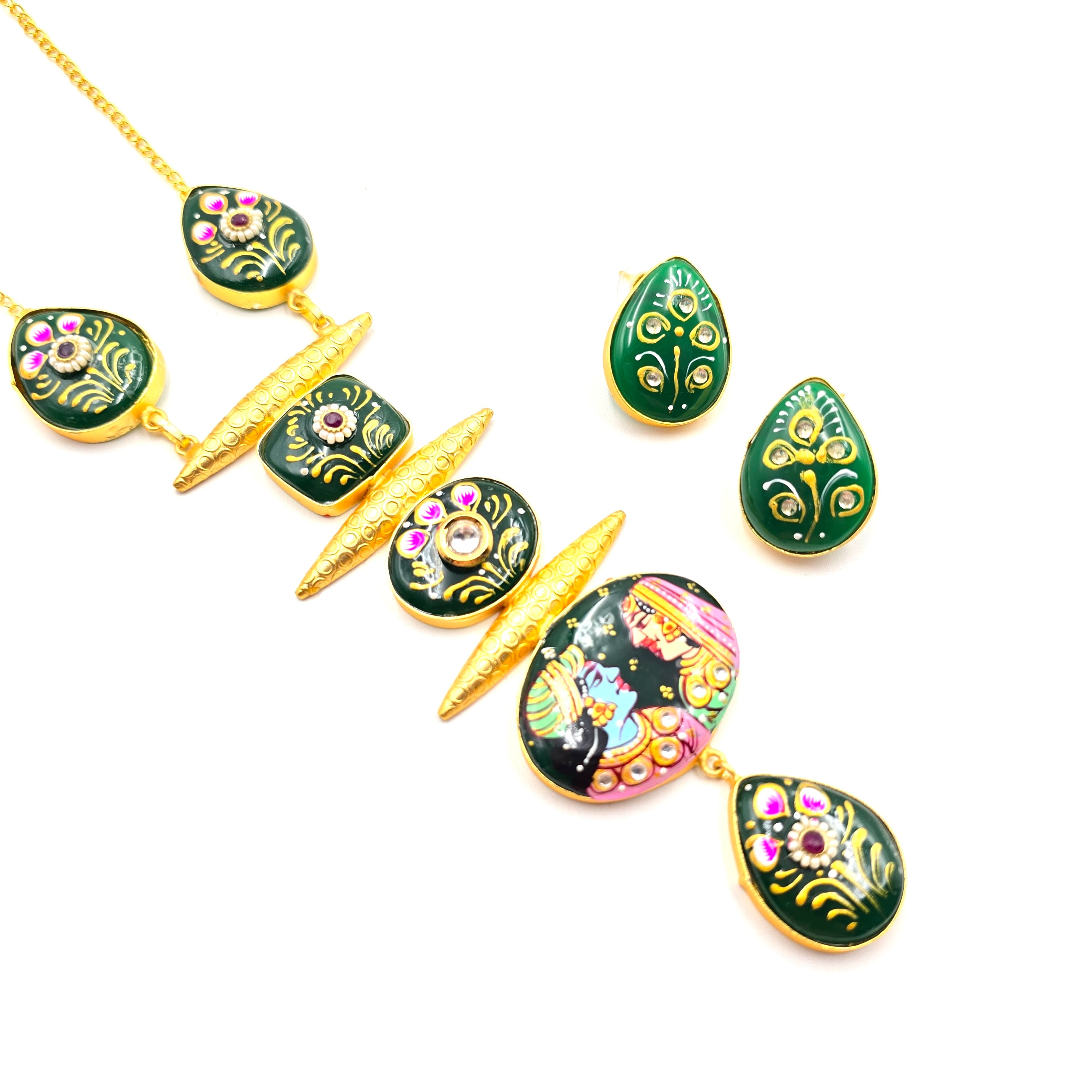 Radha - Krishan Statement Necklace Set With Studs