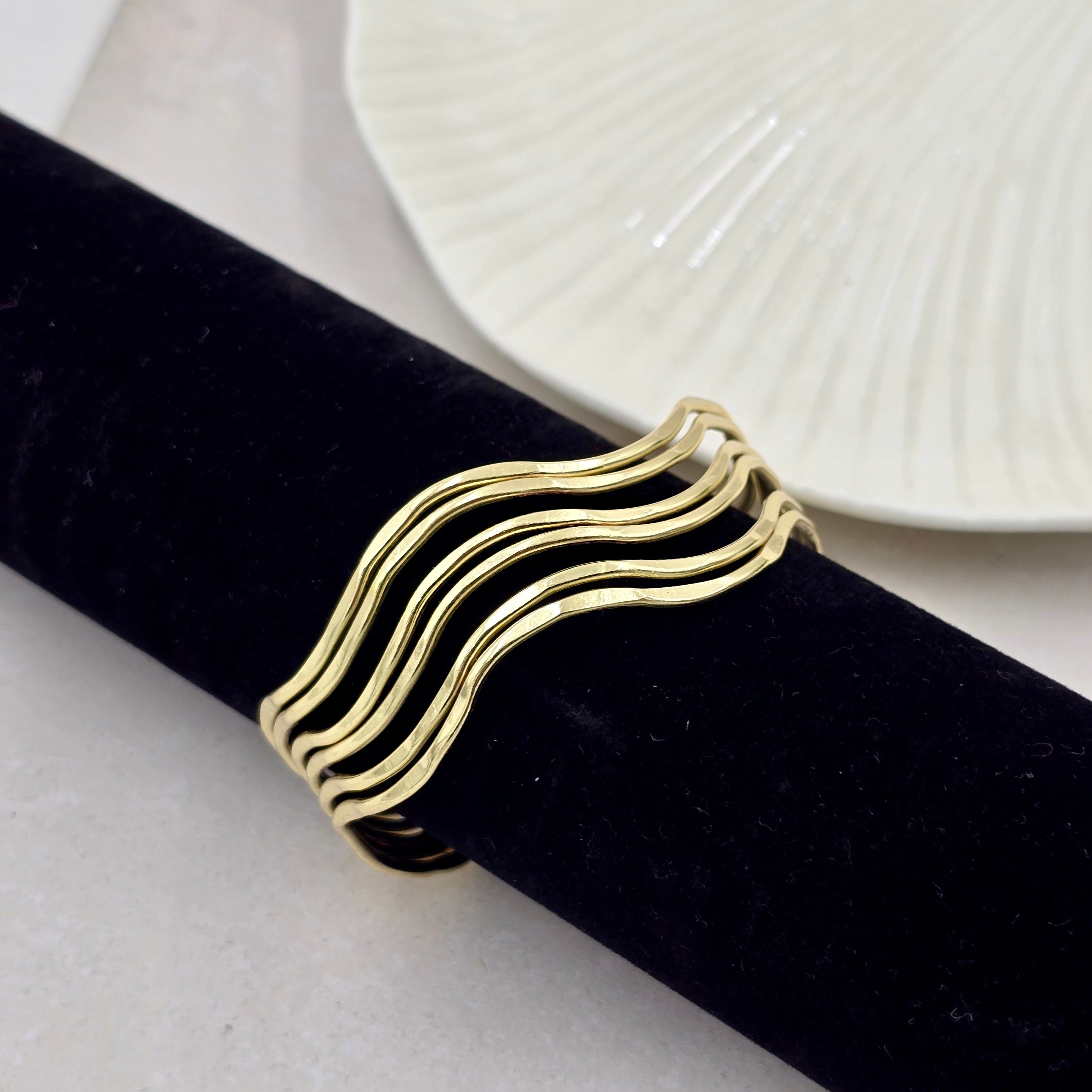 Zig Zag Layered Brass Bracelet Adjustable (Anti Tarnish)