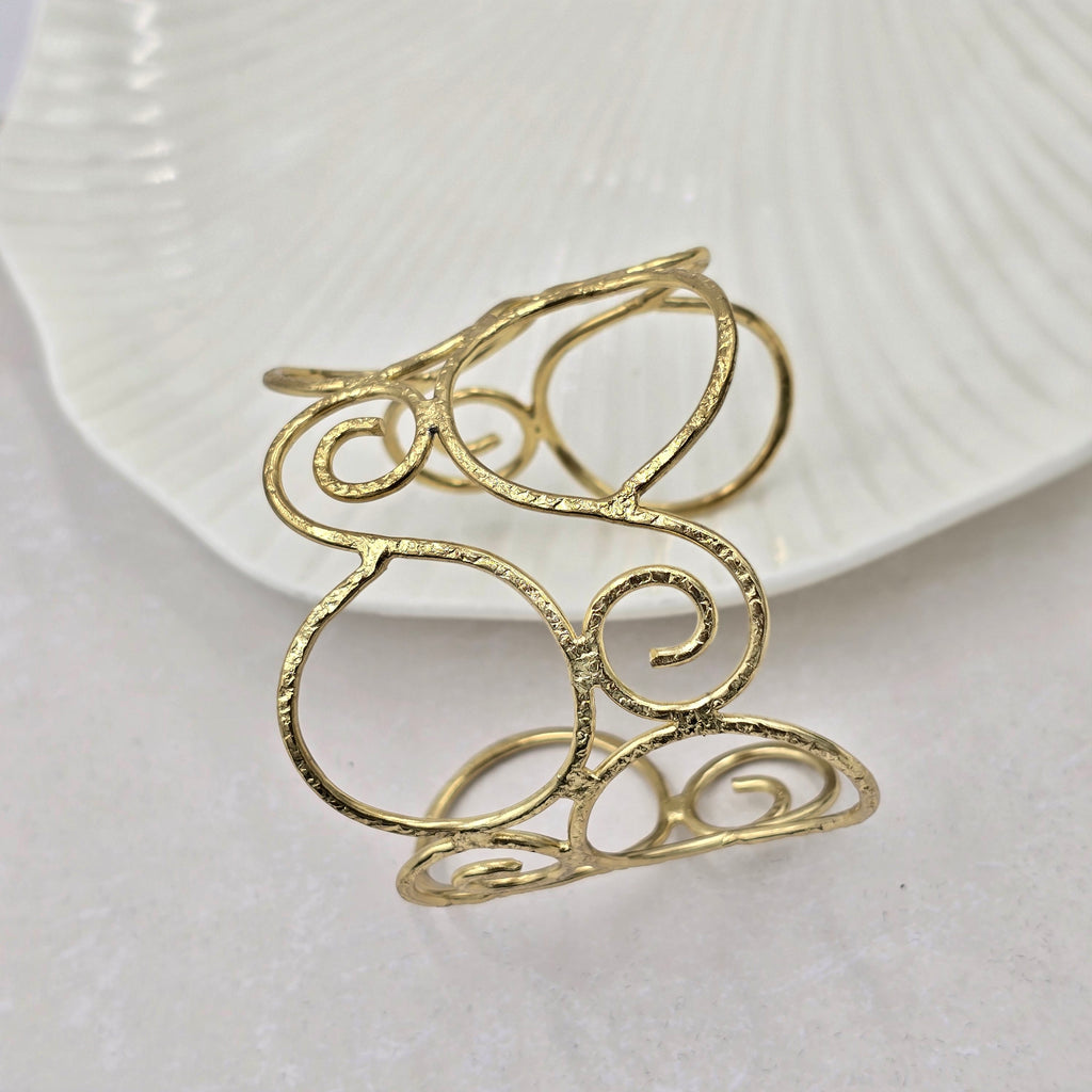 Swirl Brass Bracelet Adjustable (Anti Tarnish)