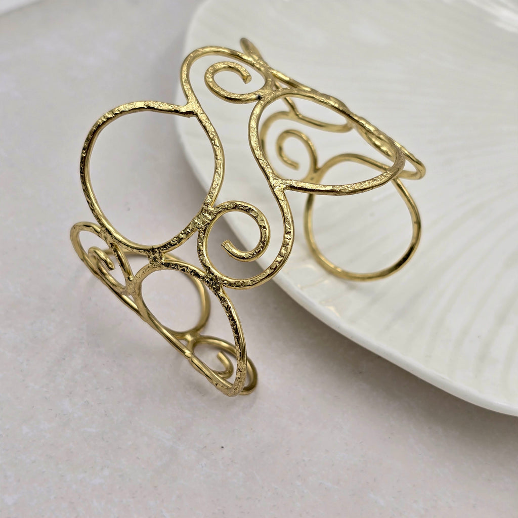 Swirl Brass Bracelet Adjustable (Anti Tarnish)