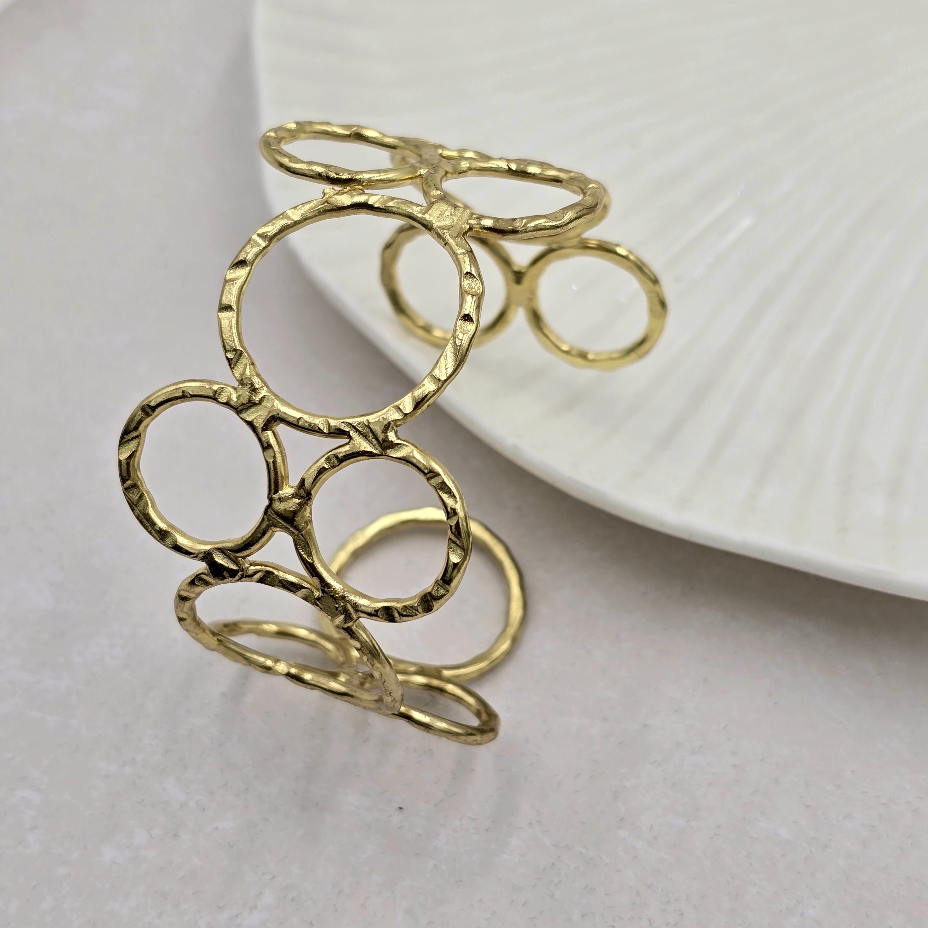 Irregular Circles Brass Bracelet Adjustable (Anti Tarnish)