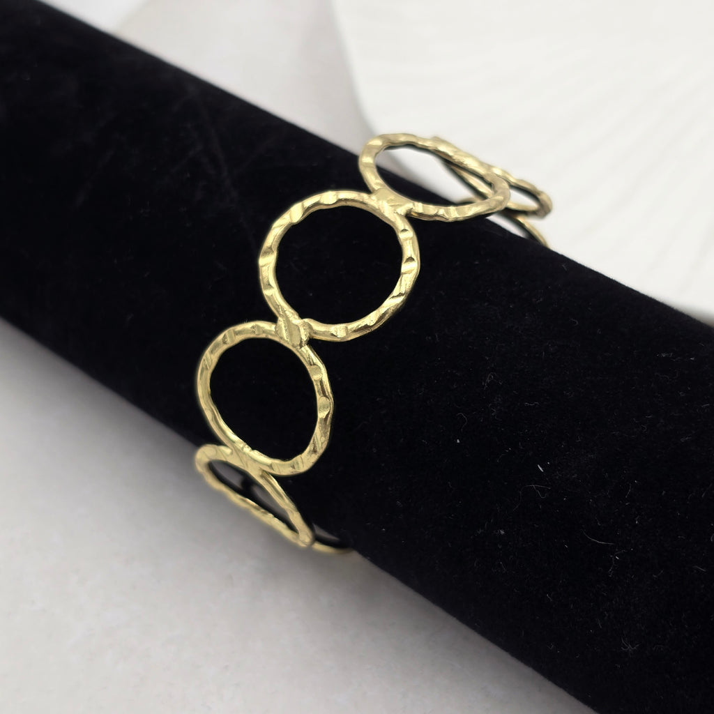 Adjacent Rings Brass Bracelet Adjustable (Anti Tarnish)