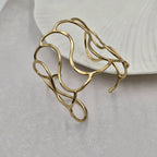 Statement Waves Brass Bracelet Adjustable (Anti Tarnish)
