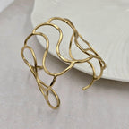 Statement Waves Brass Bracelet Adjustable (Anti Tarnish)