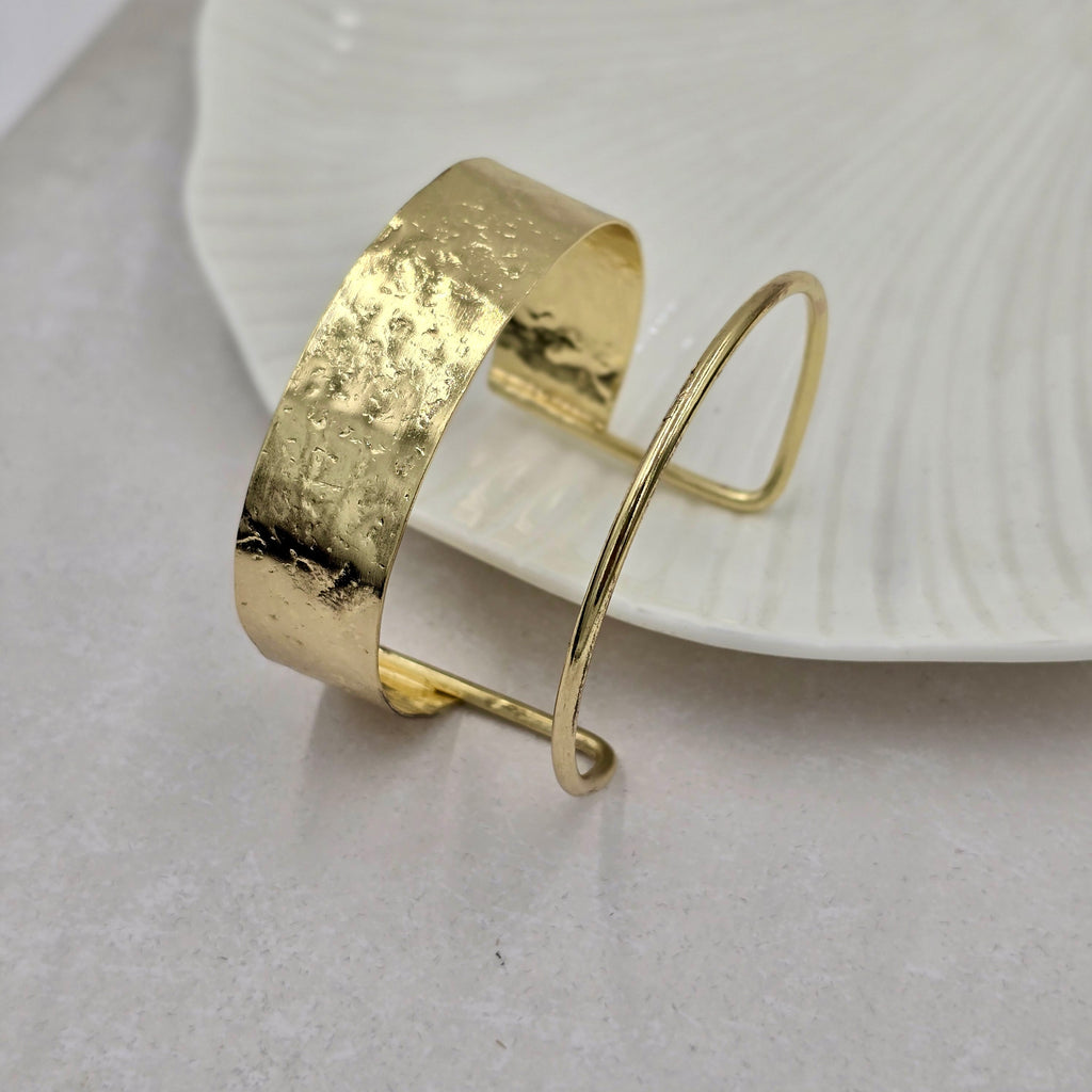 Hammered Brass Bracelet Adjustable (Anti Tarnish)