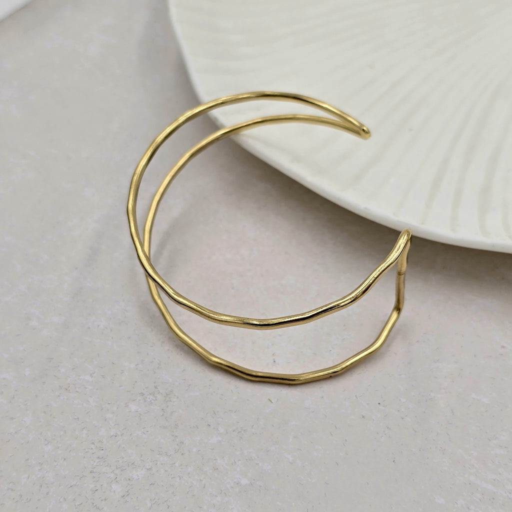 Dual Layer Statement Brass Bracelet Adjustable (Anti Tarnish)